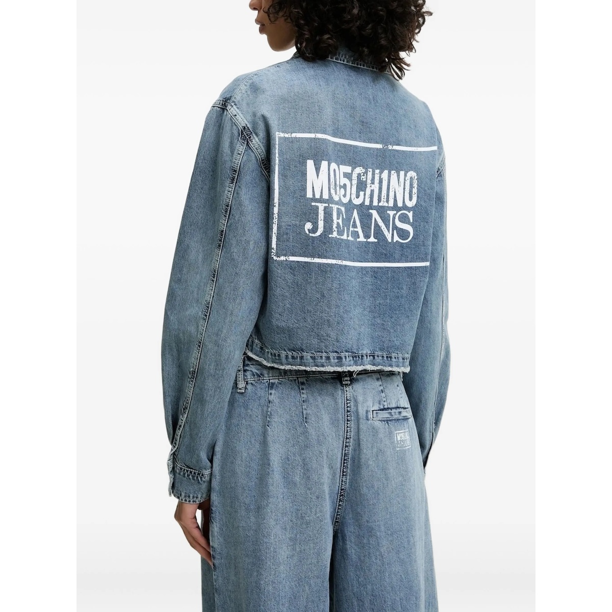 logo-print denim shirt - Img 2