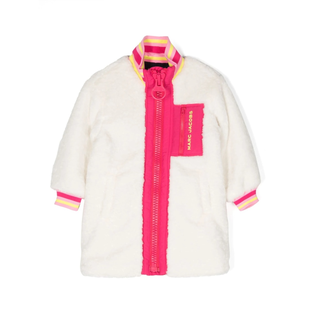 logo-print faux-fur coat