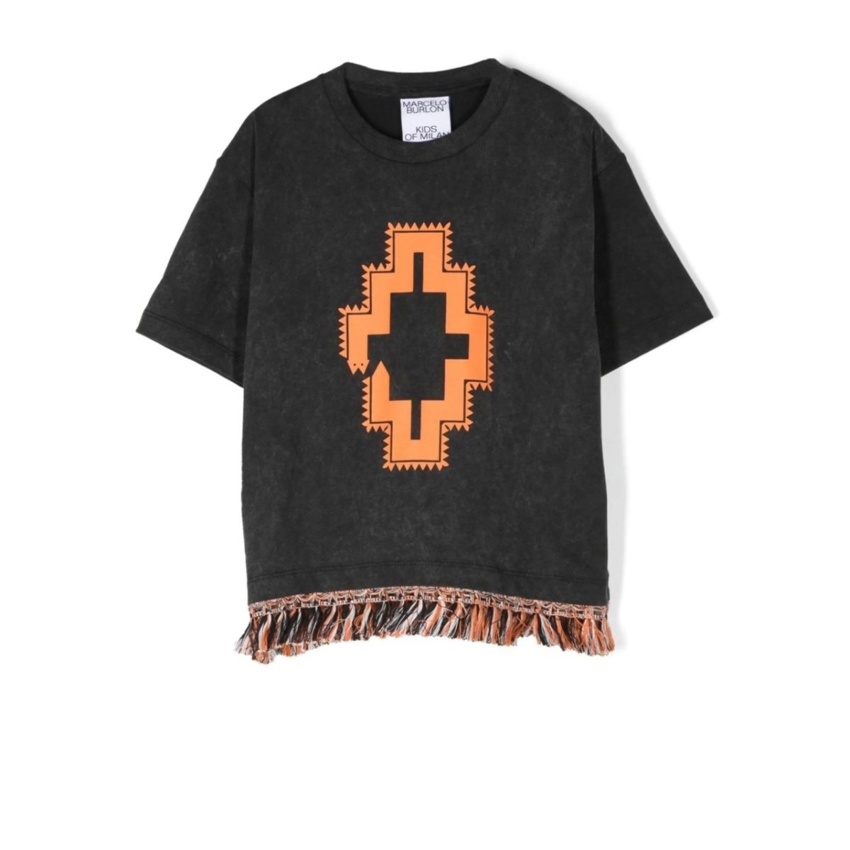 logo-print fringed-trim T-shirt