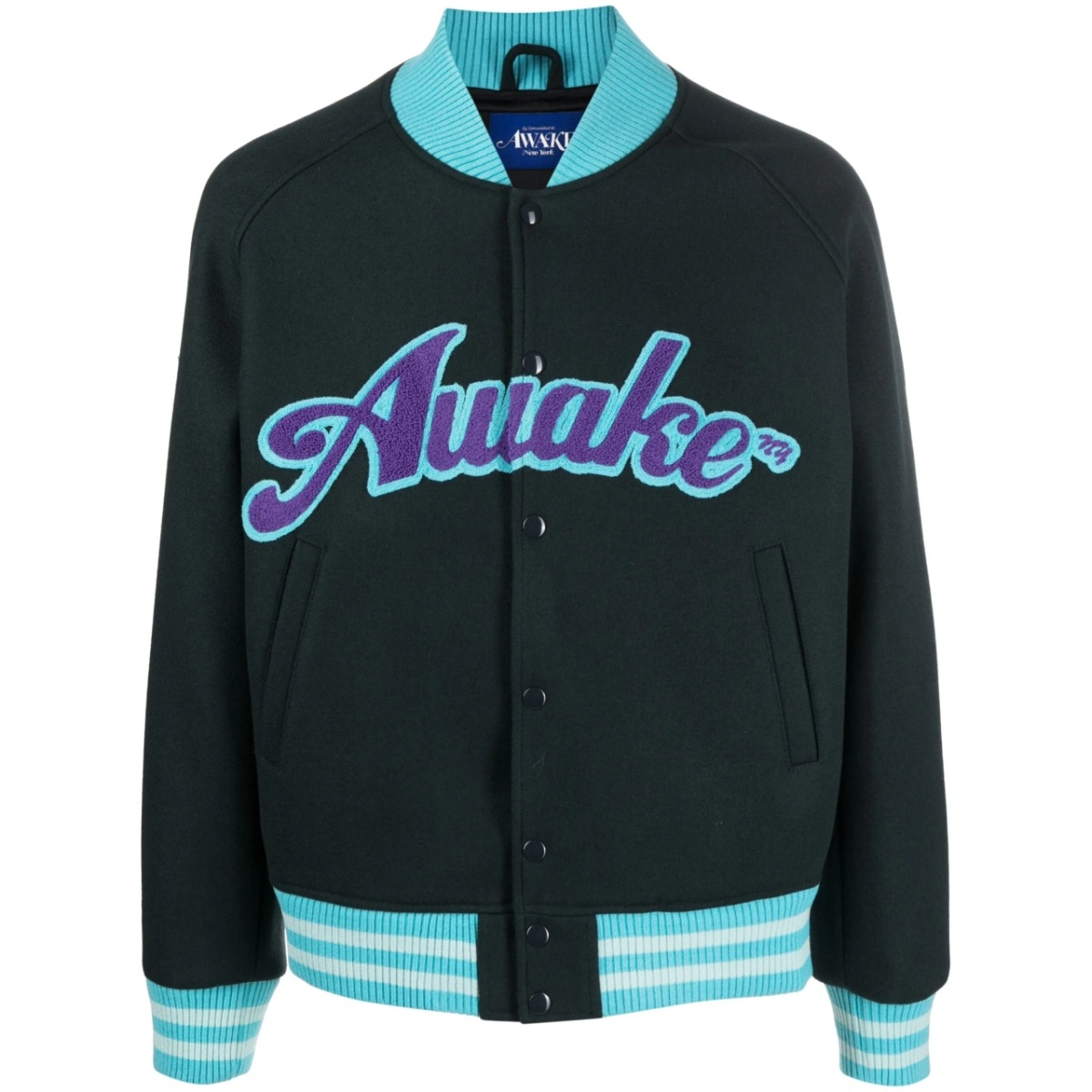 logo-print wool-blend bomber jacket