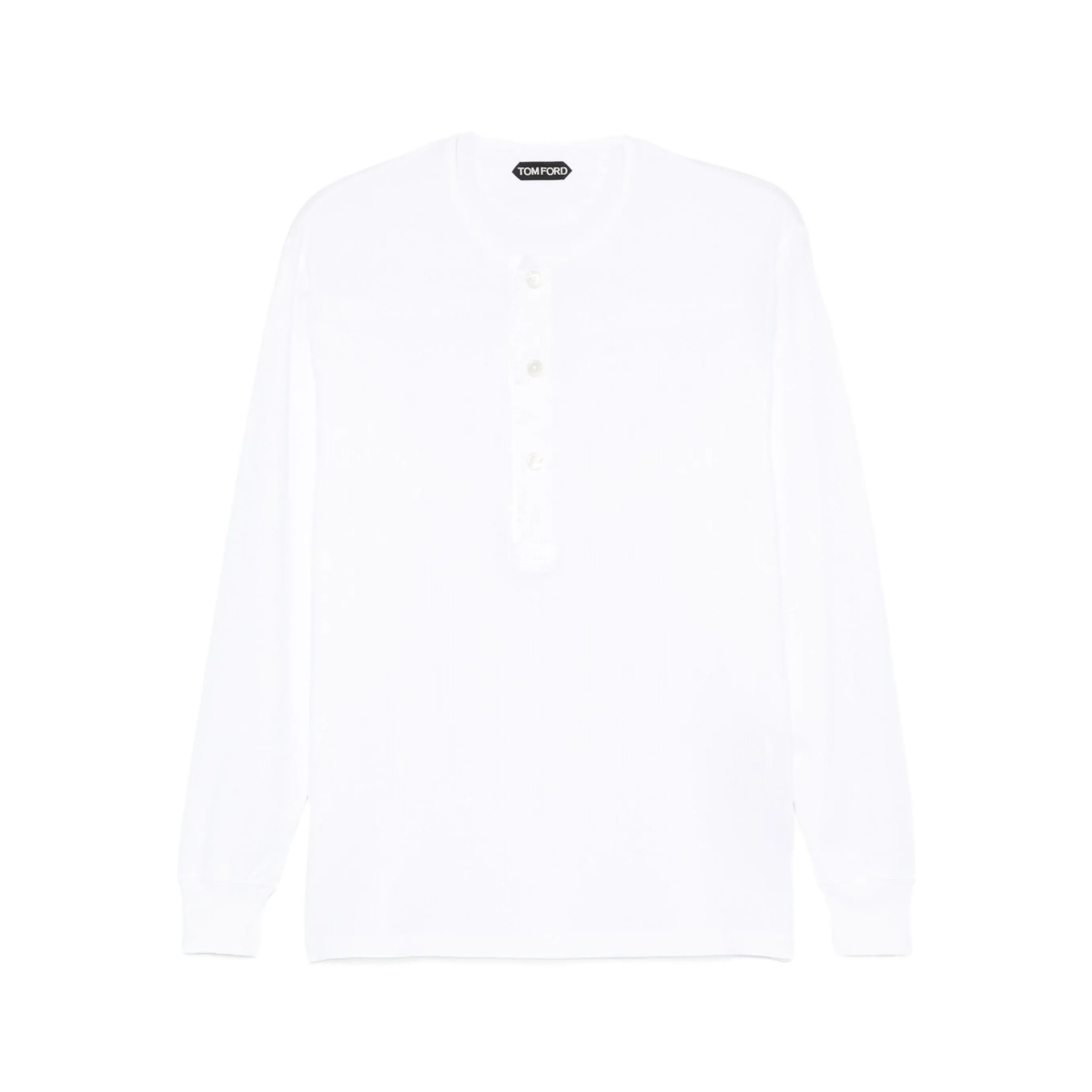 long-sleeve button-placket T-shirt