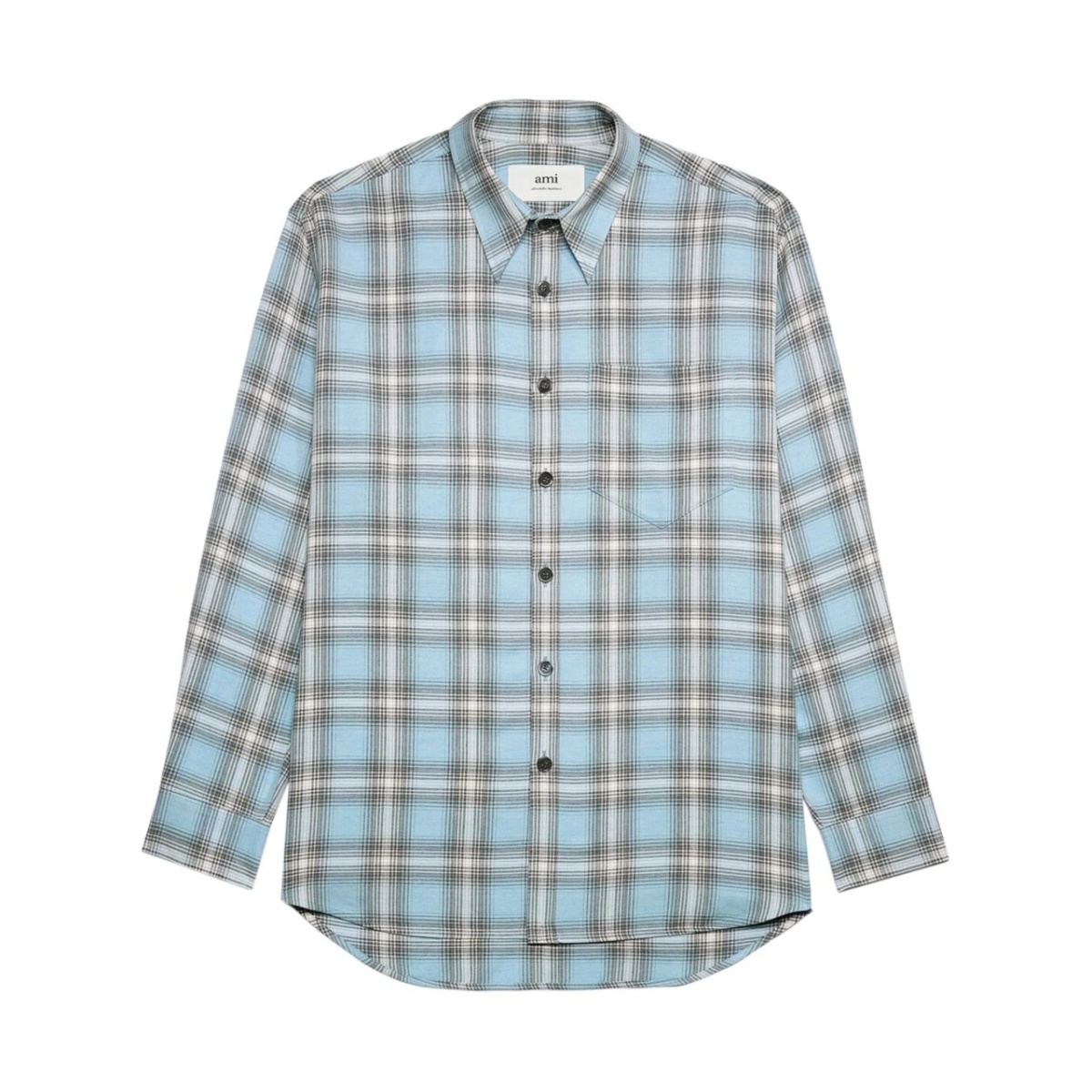 long-sleeved checkered knitted shirt