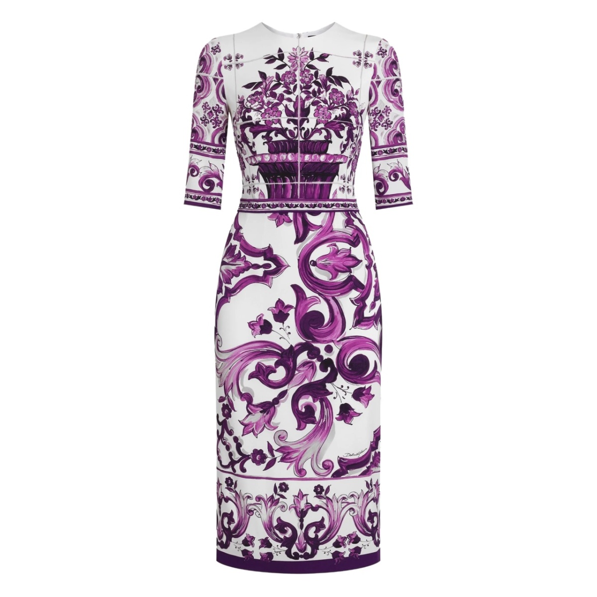 Maiolica-print midi dress