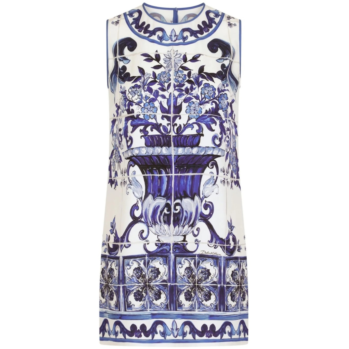 Majolica-print longline tank top