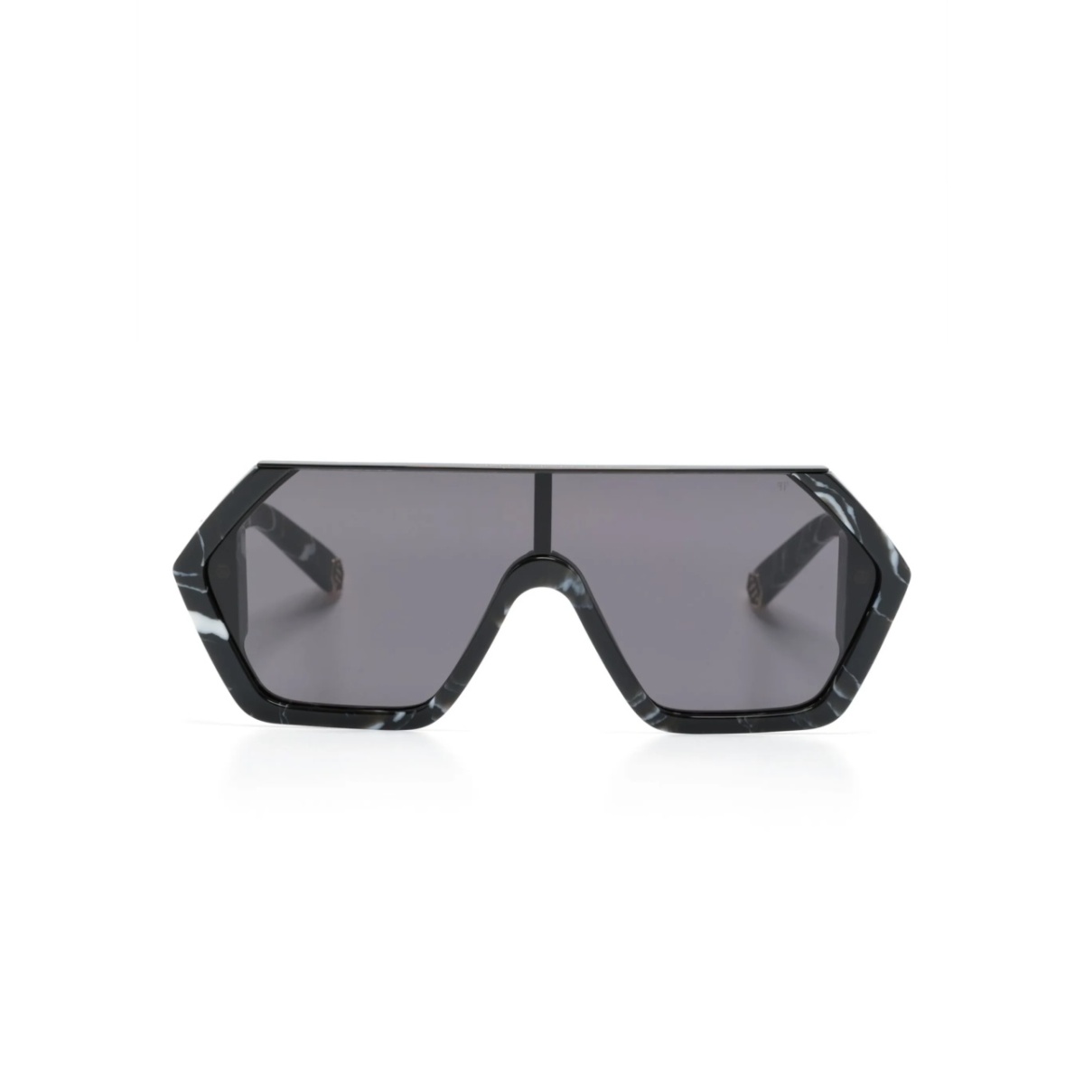 marbled-pattern oversize-frame sunglasses