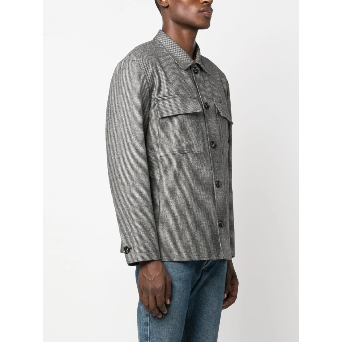 micro houndstooth-pattern shirt jacket - Img 3