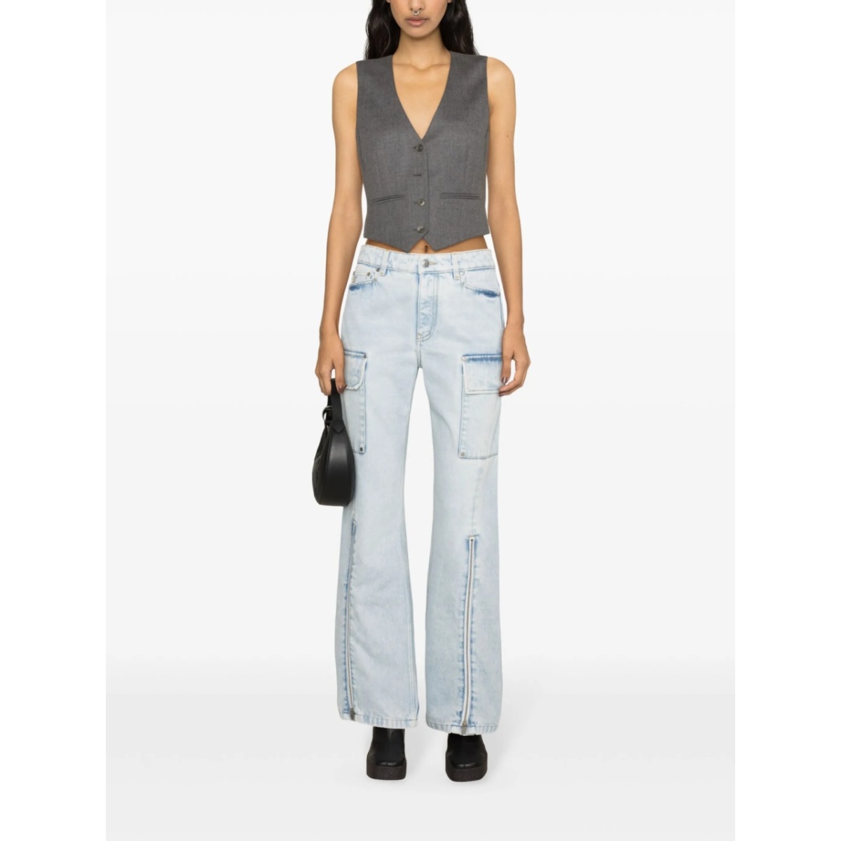 mid-rise wide-leg cargo jeans - Img 2