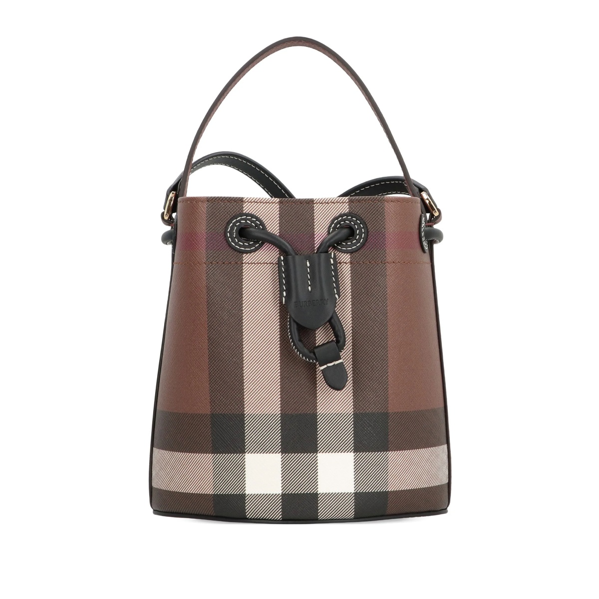 mini checked drawstring bucket bag