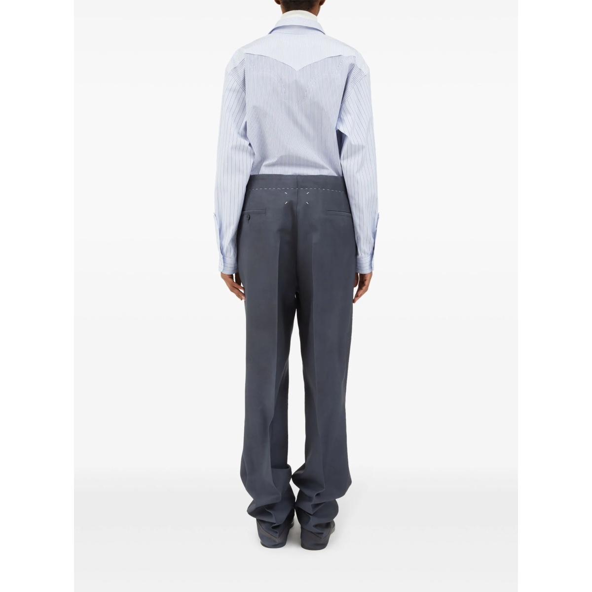 moiré-effect straight-leg trousers - Img 4