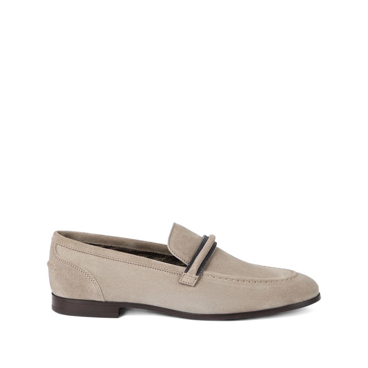 Monili-embellished suede loafers
