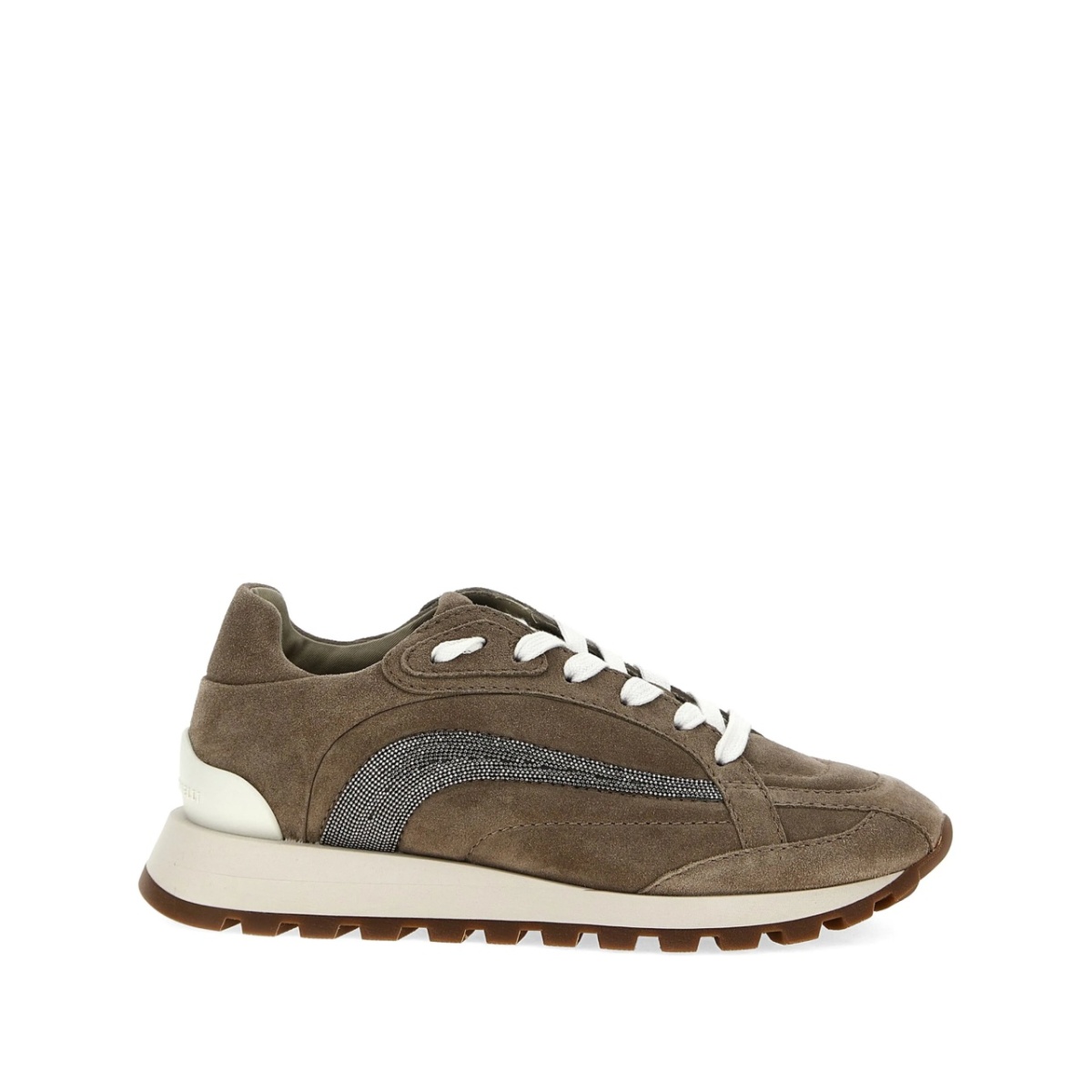 Monili-embellished suede sneakers