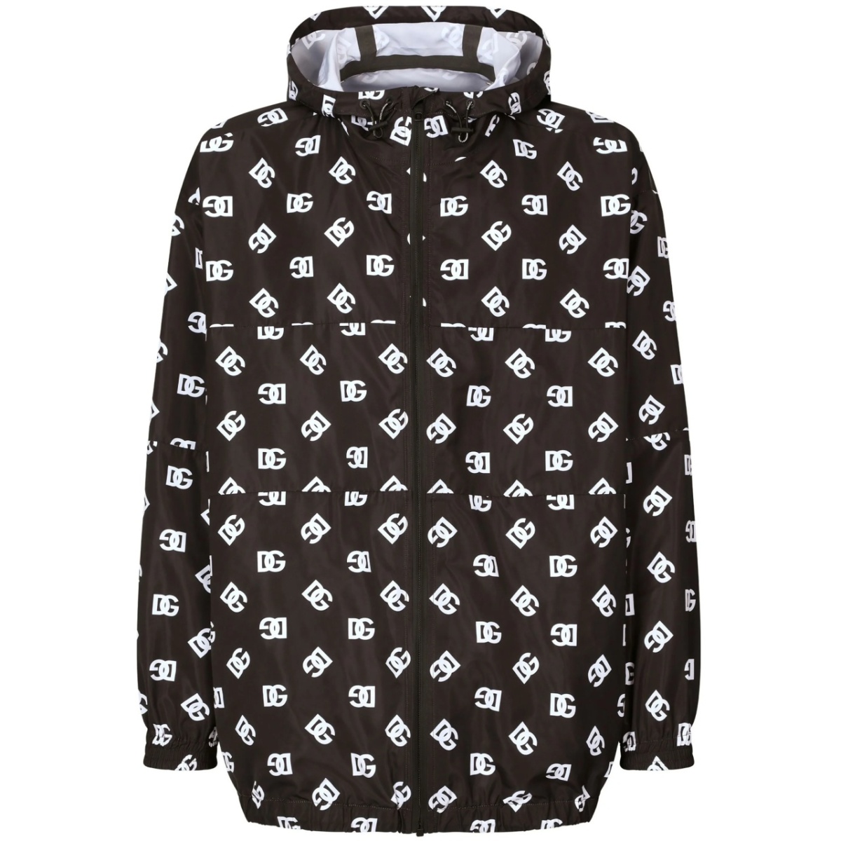 monogram-print hooded jacket
