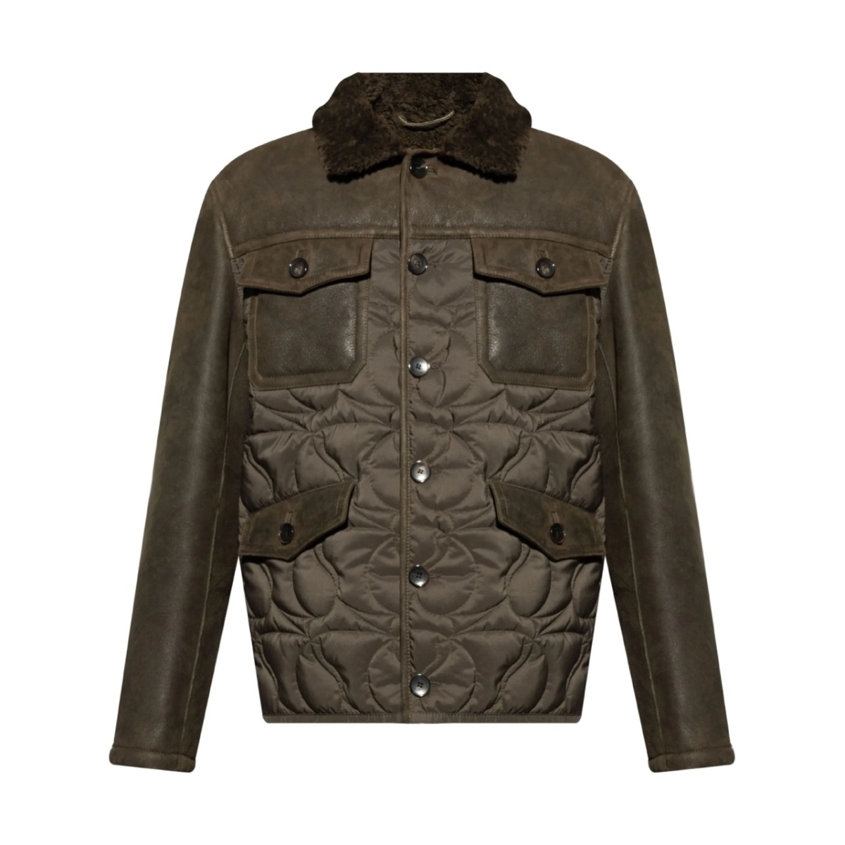 multi-pocket sheepskin jacket