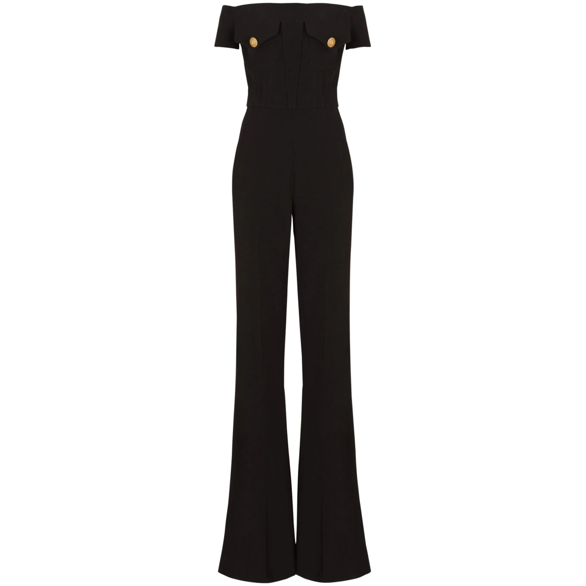 off-shoulder flared jumpsuit