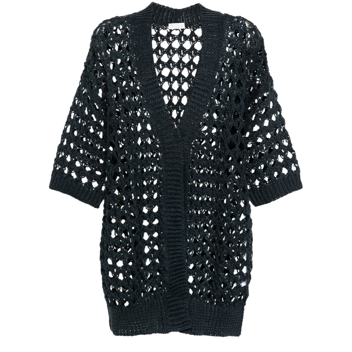 open-knit midi cardi-coat