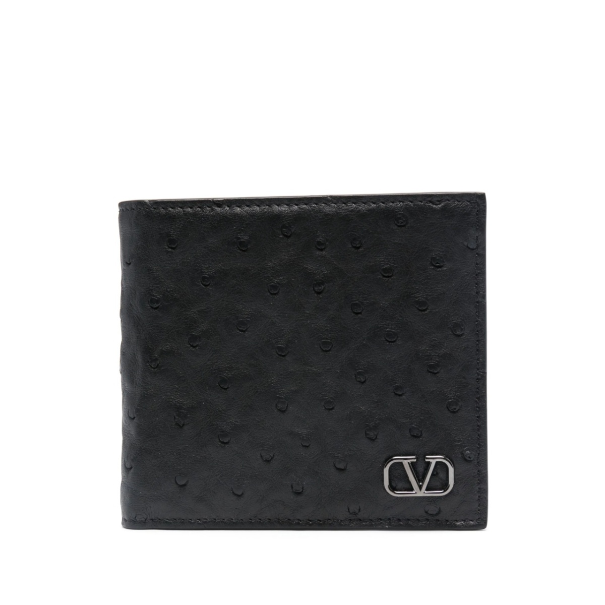ostrich-effect leather wallet