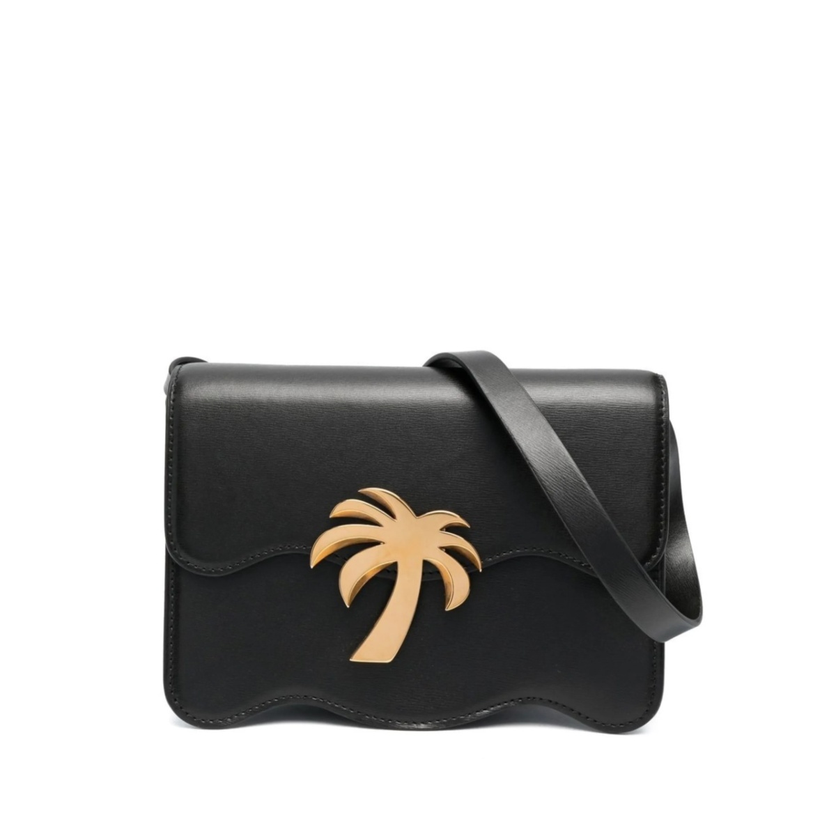 palm-motif leather shoulder bag