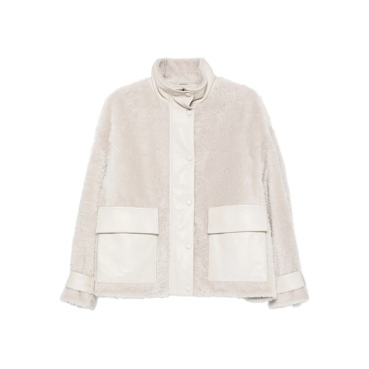 patch-pocket shearling jacket