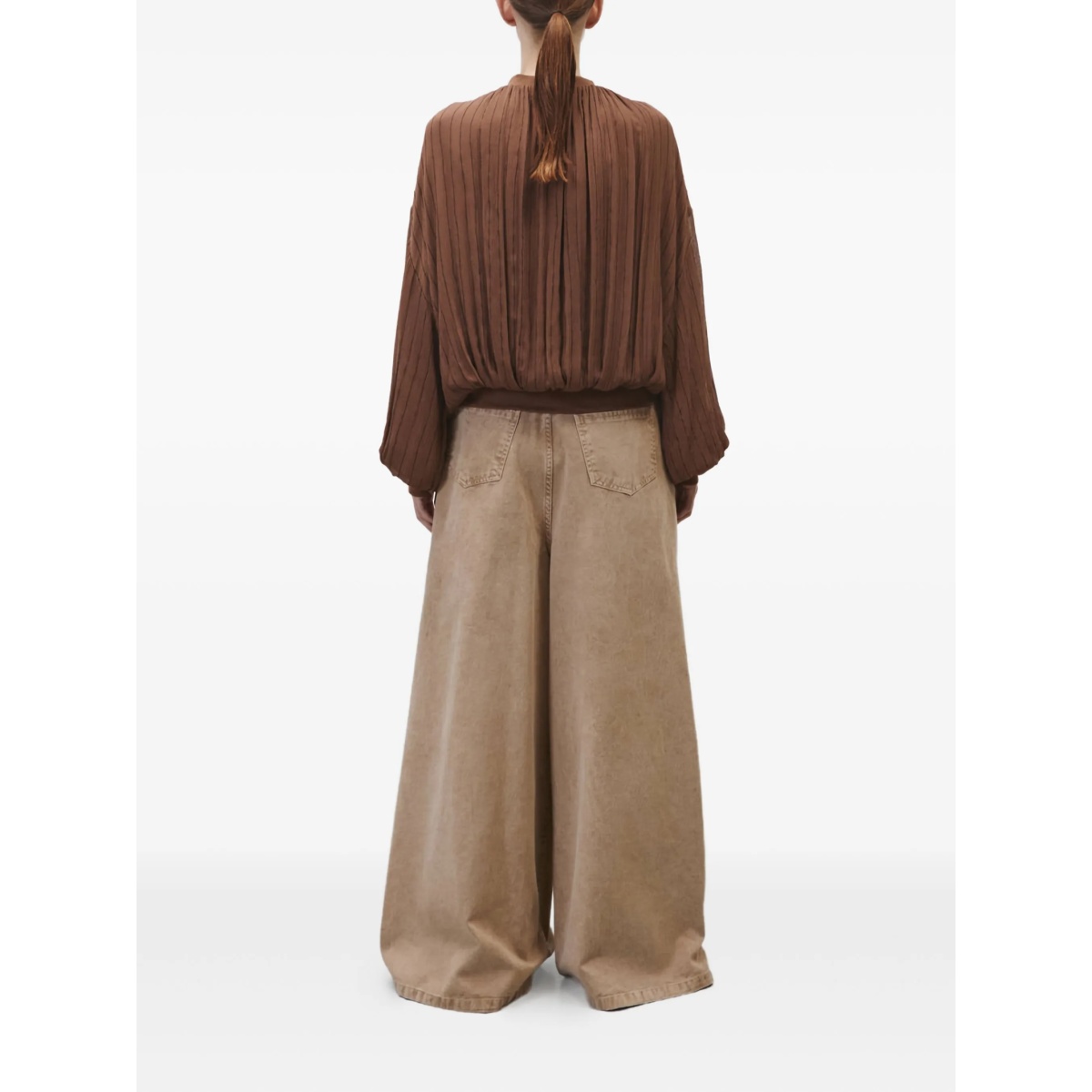 pinstripe balloon-sleeve jacket - Img 3