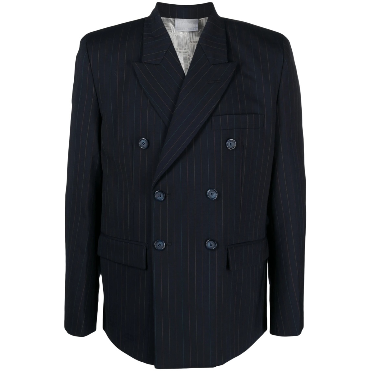 pinstriped double-breasted blazer