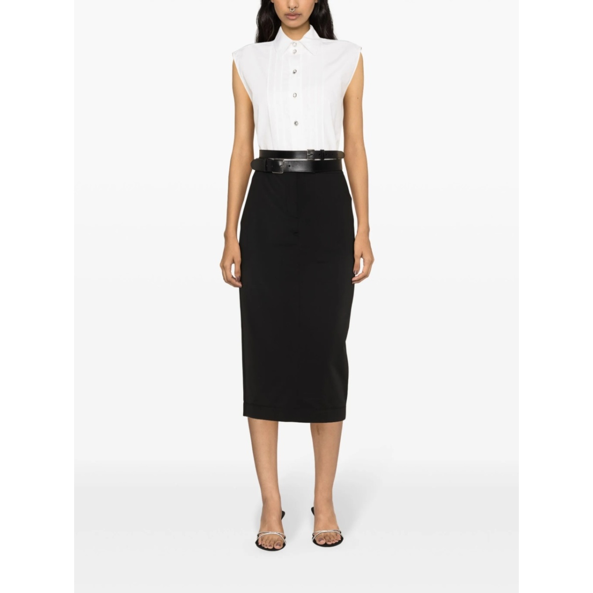 pintuck-detailing sleeveless shirt - Img 2
