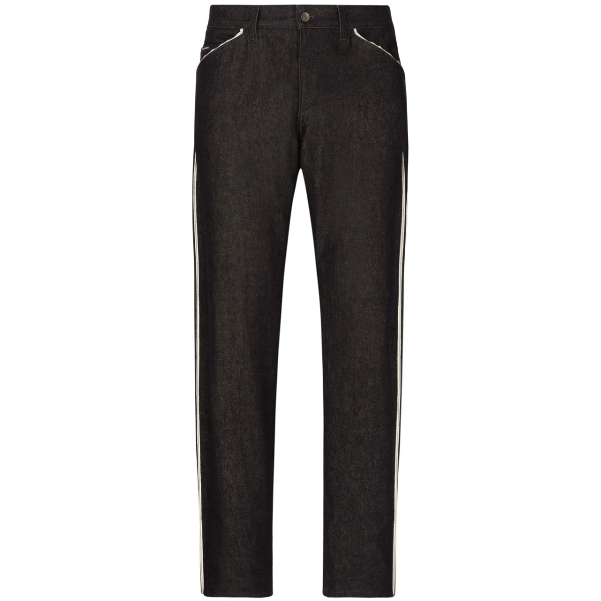 piped straight-leg jeans