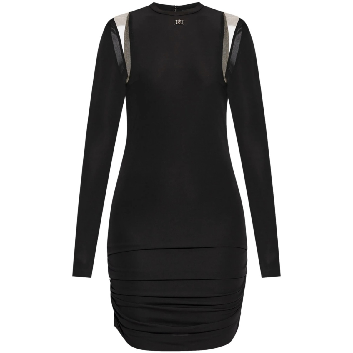 plaque-detail ruched minidress