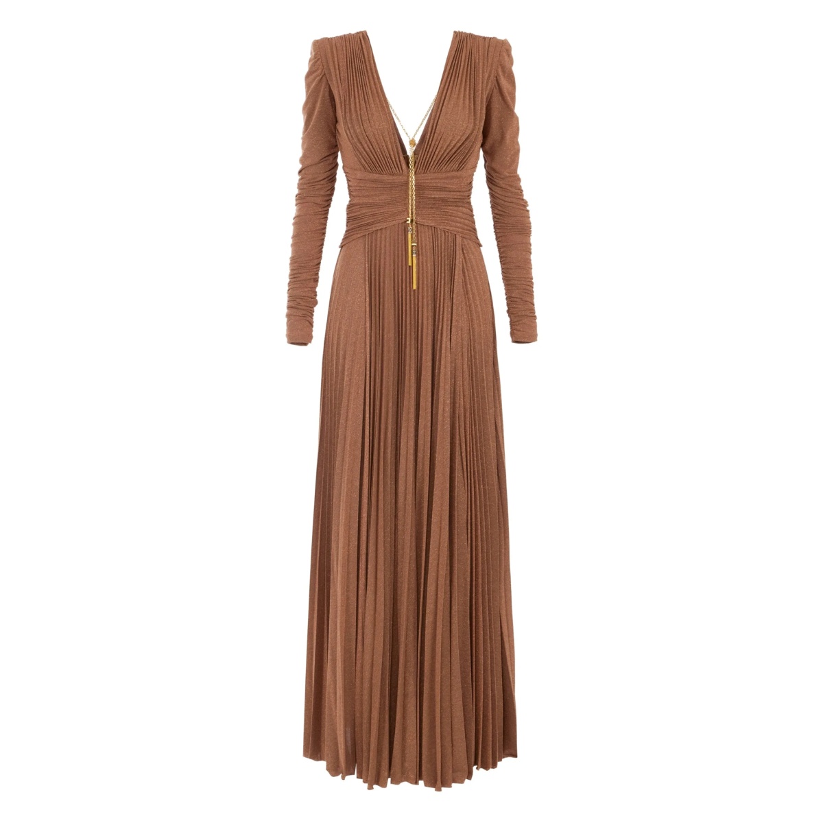 pleated maxi dress