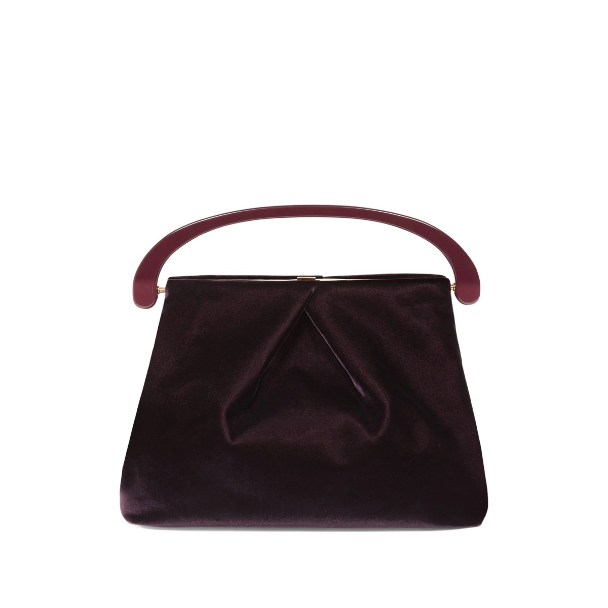 pleated velvet top-handle bag