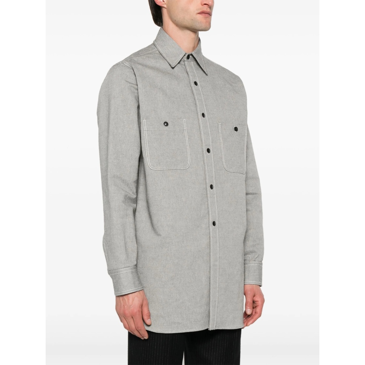 pointed-collar cotton shirt - Img 3
