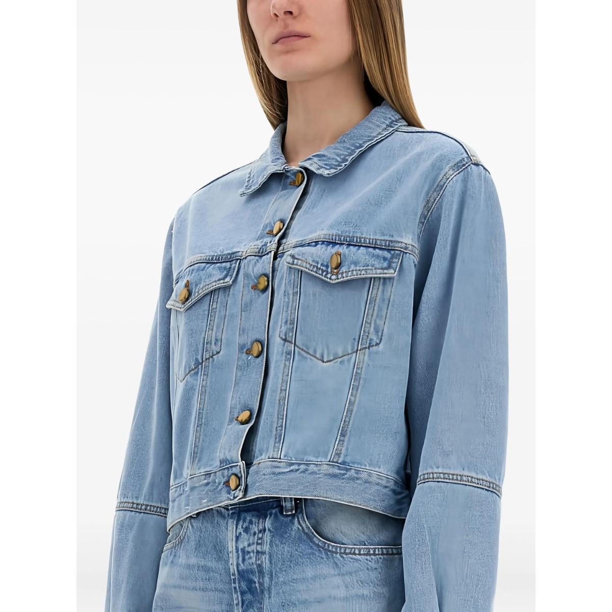 puffed-sleeve denim jacket - Img 4