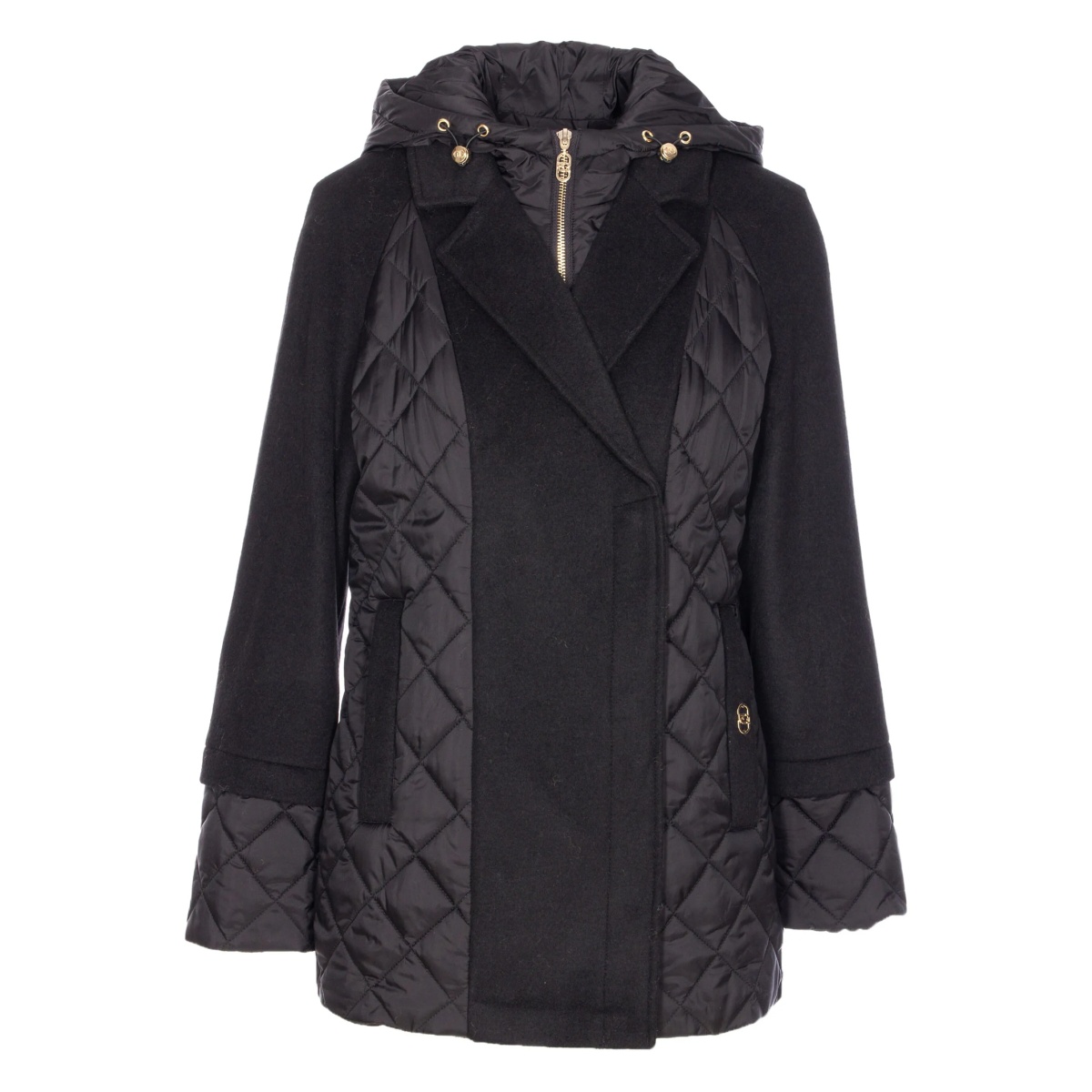 quilted wool-blend coat
