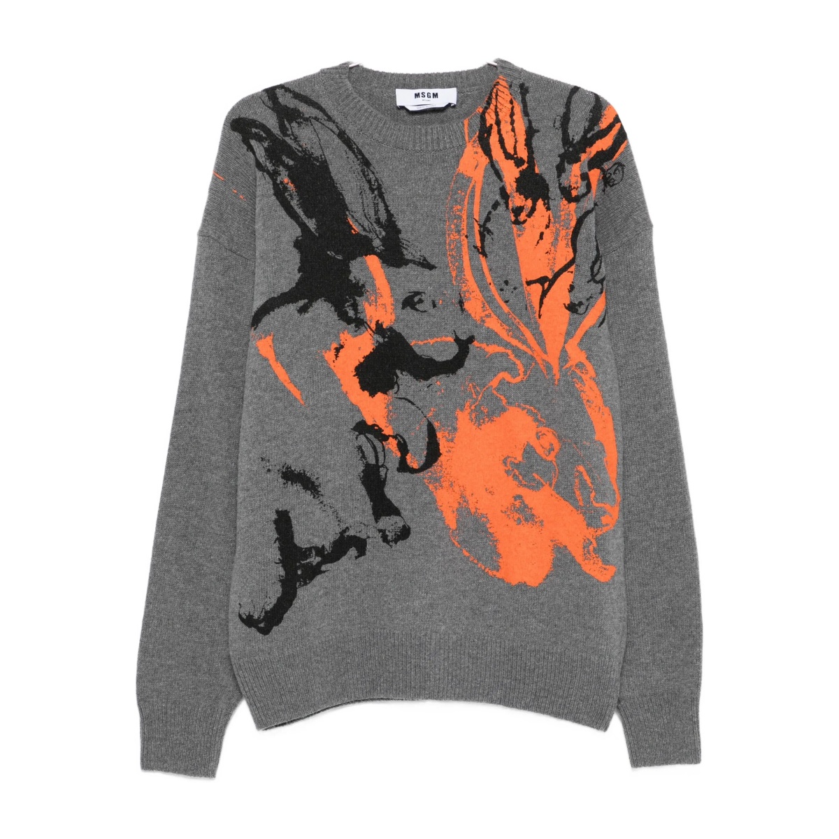 rabbit-print crew-neck sweater