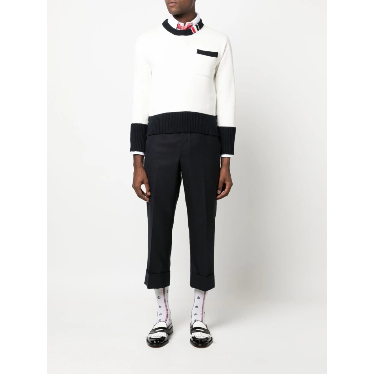 RWB-waistband cropped tailored trousers - Img 2