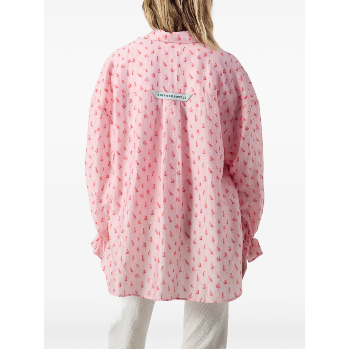 sailboat-print ruffled shirt - Img 4