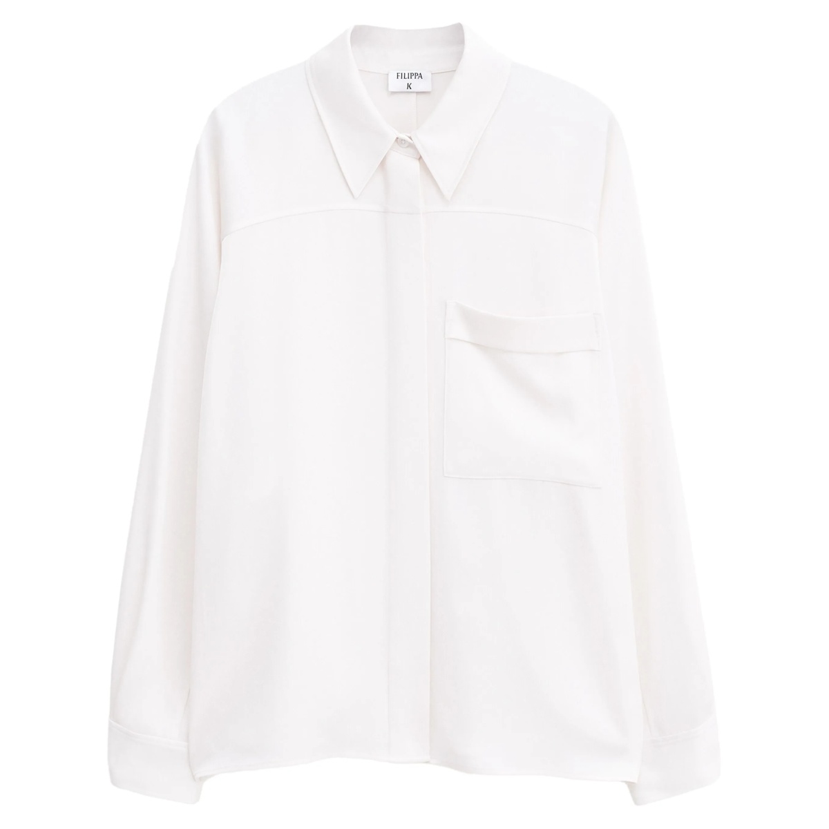 Shiny patch-pocket blouse