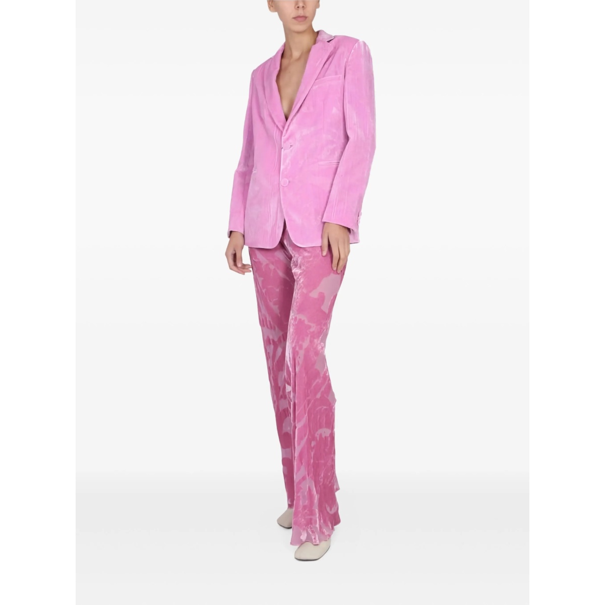 single-breasted velvet blazer - Img 2