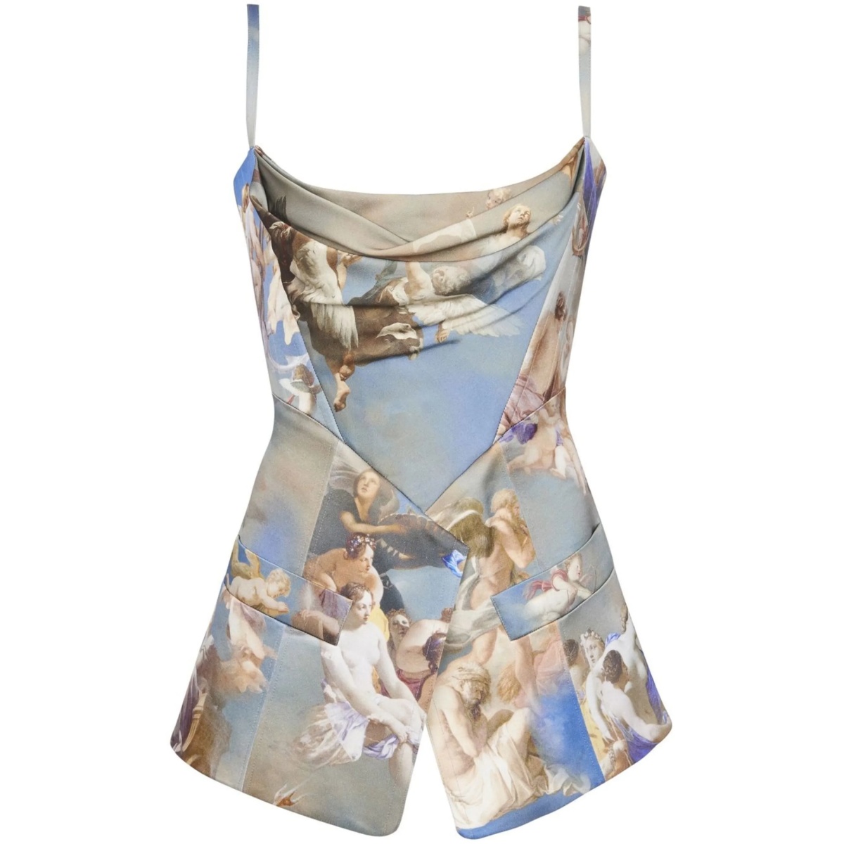 Sky-print tailored corset top
