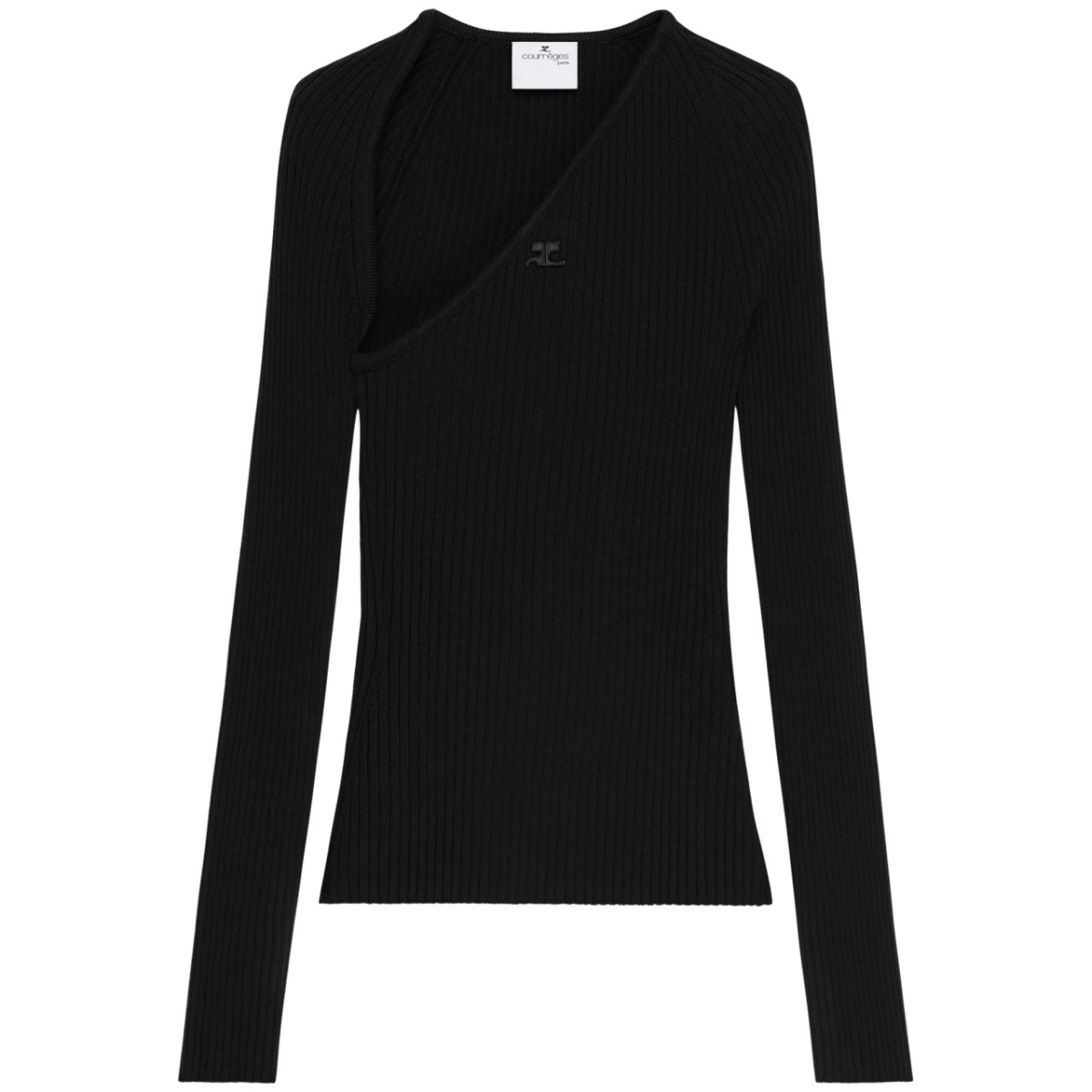 Slash ribbed-knit top