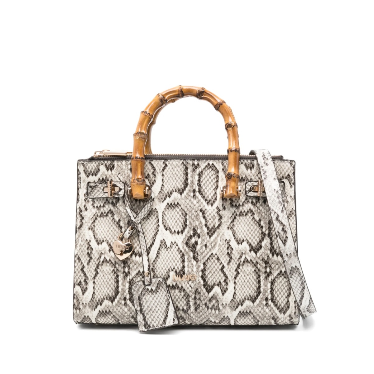 snakeskin-printed tote bag