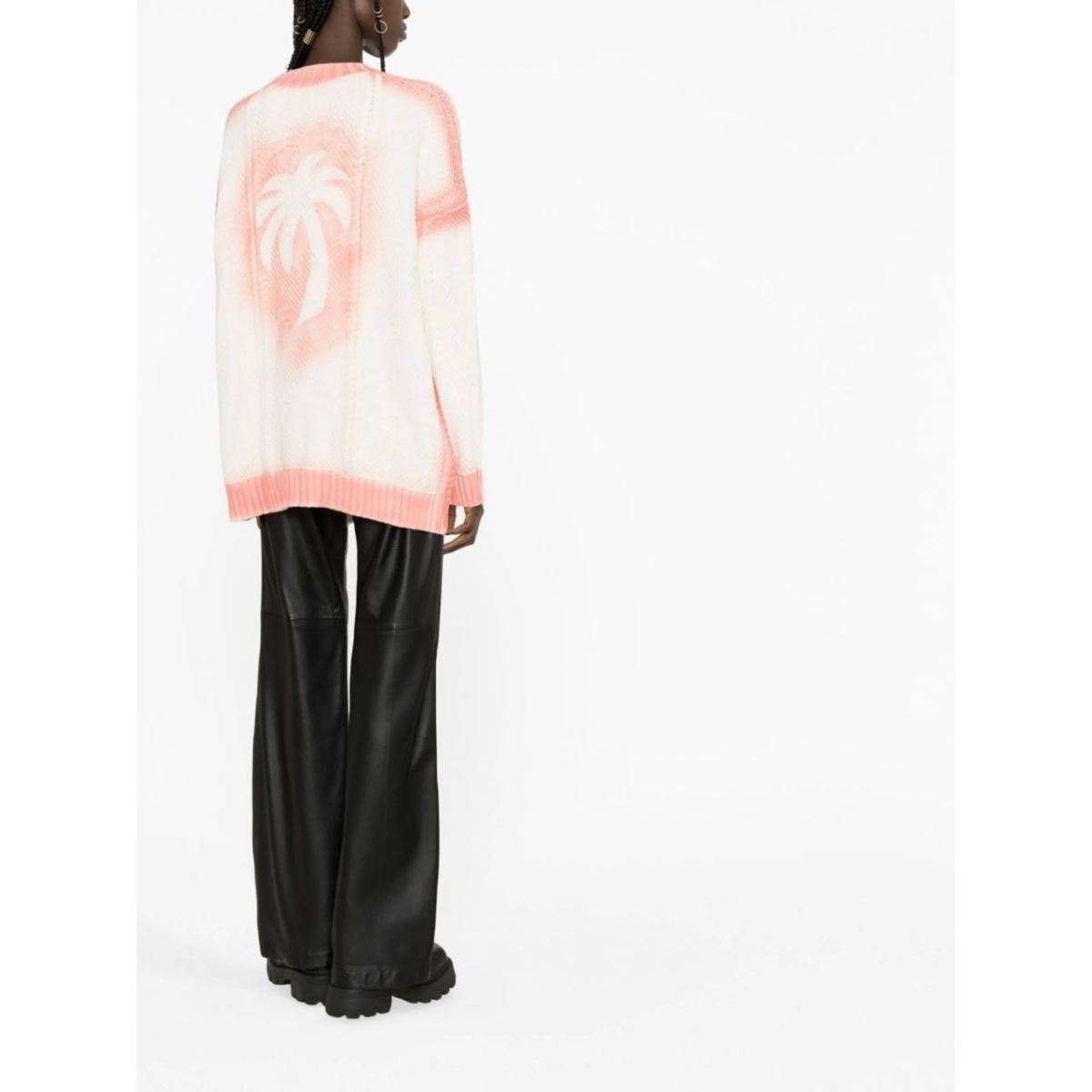 spray paint-effect logo-print cardigan - Img 2