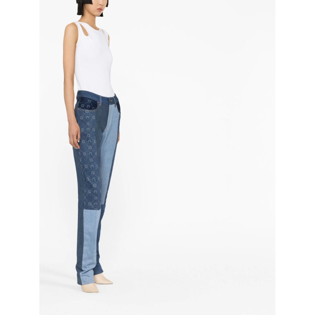 straight-leg patchwork jeans - Img 3