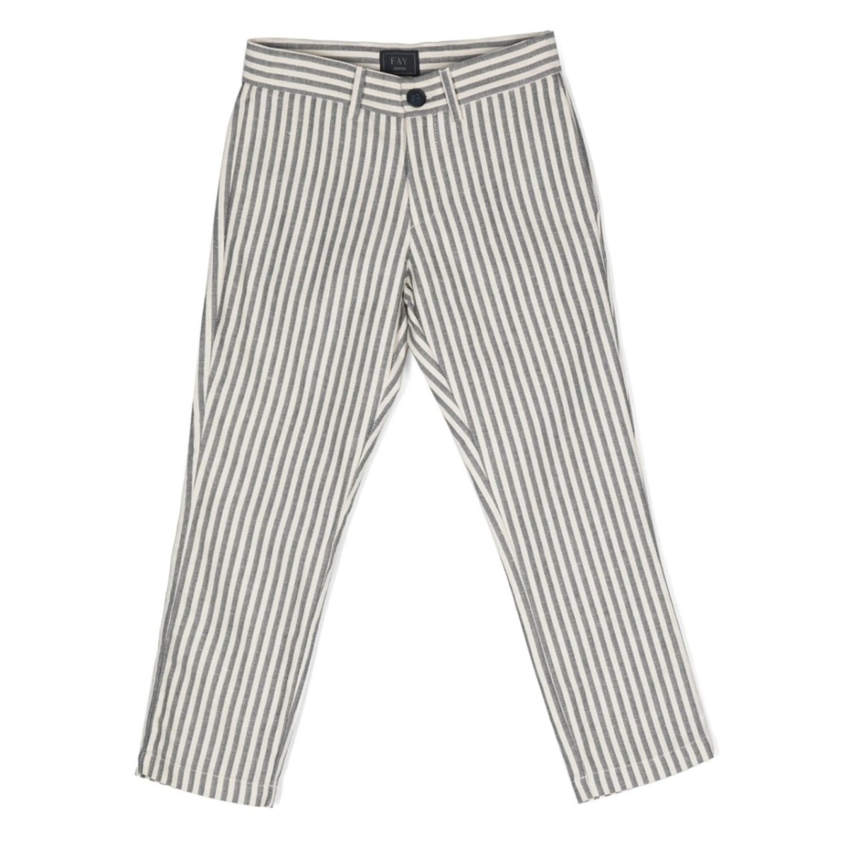 stripe-print cotton-linen trousers