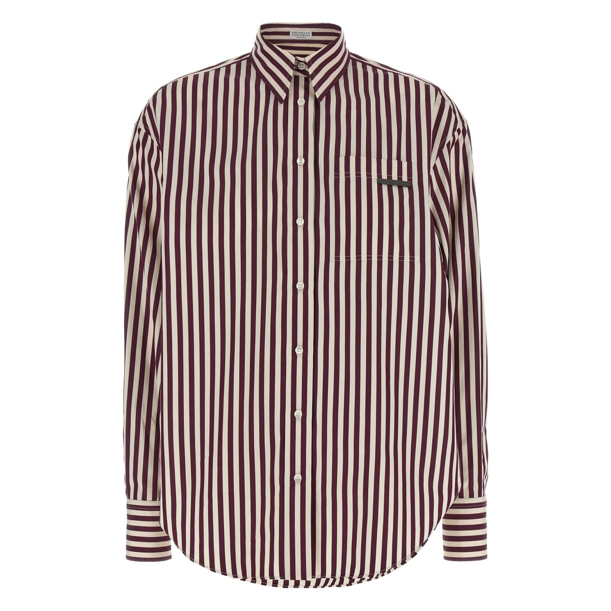 striped button-up shirt