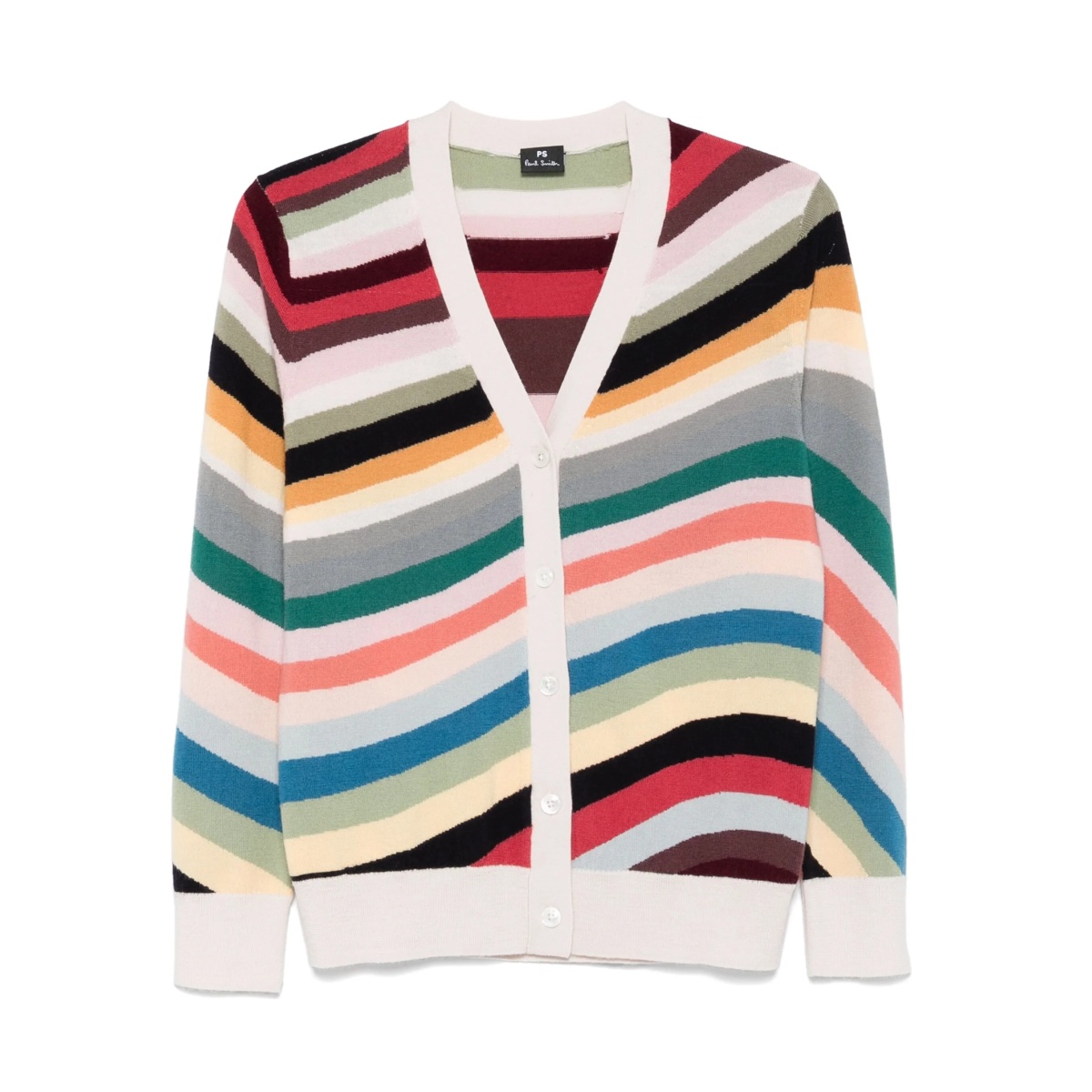 striped-wave cardigan