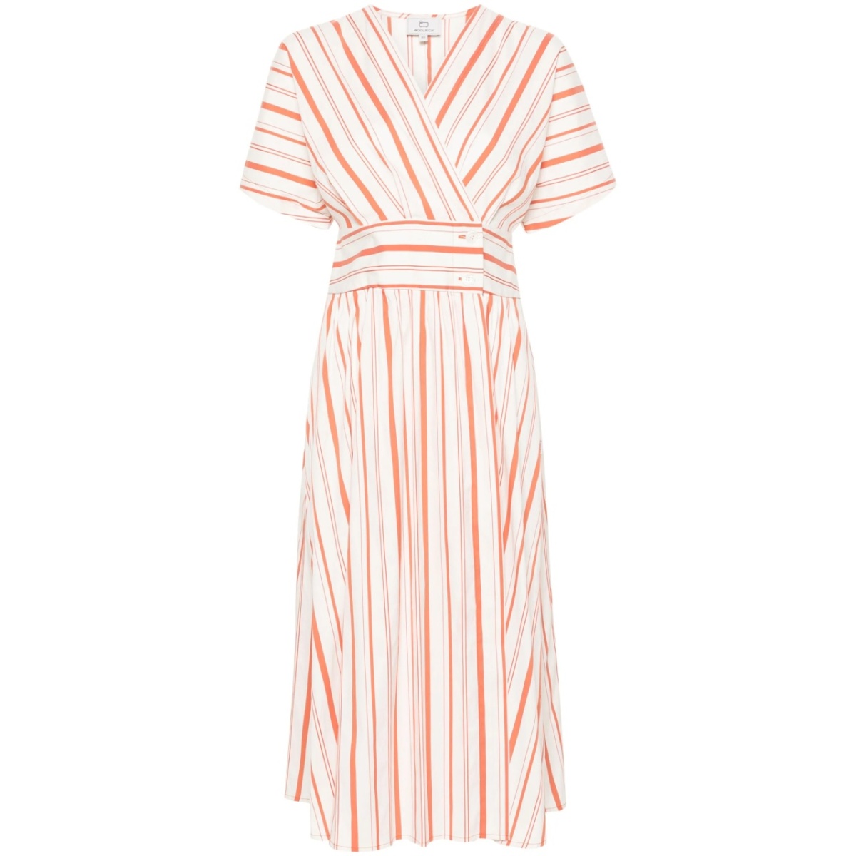 striped wrap midi dress