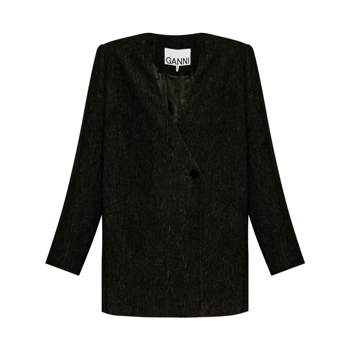 textured collarless jacket