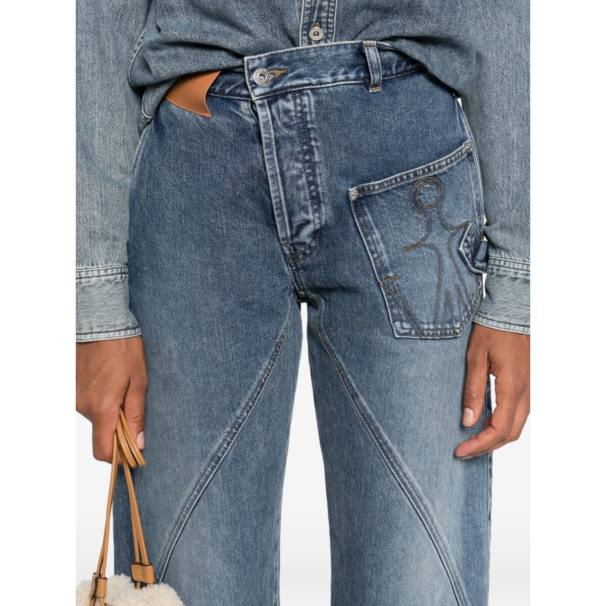 twisted-effect logo-patch denim jeans - Img 5