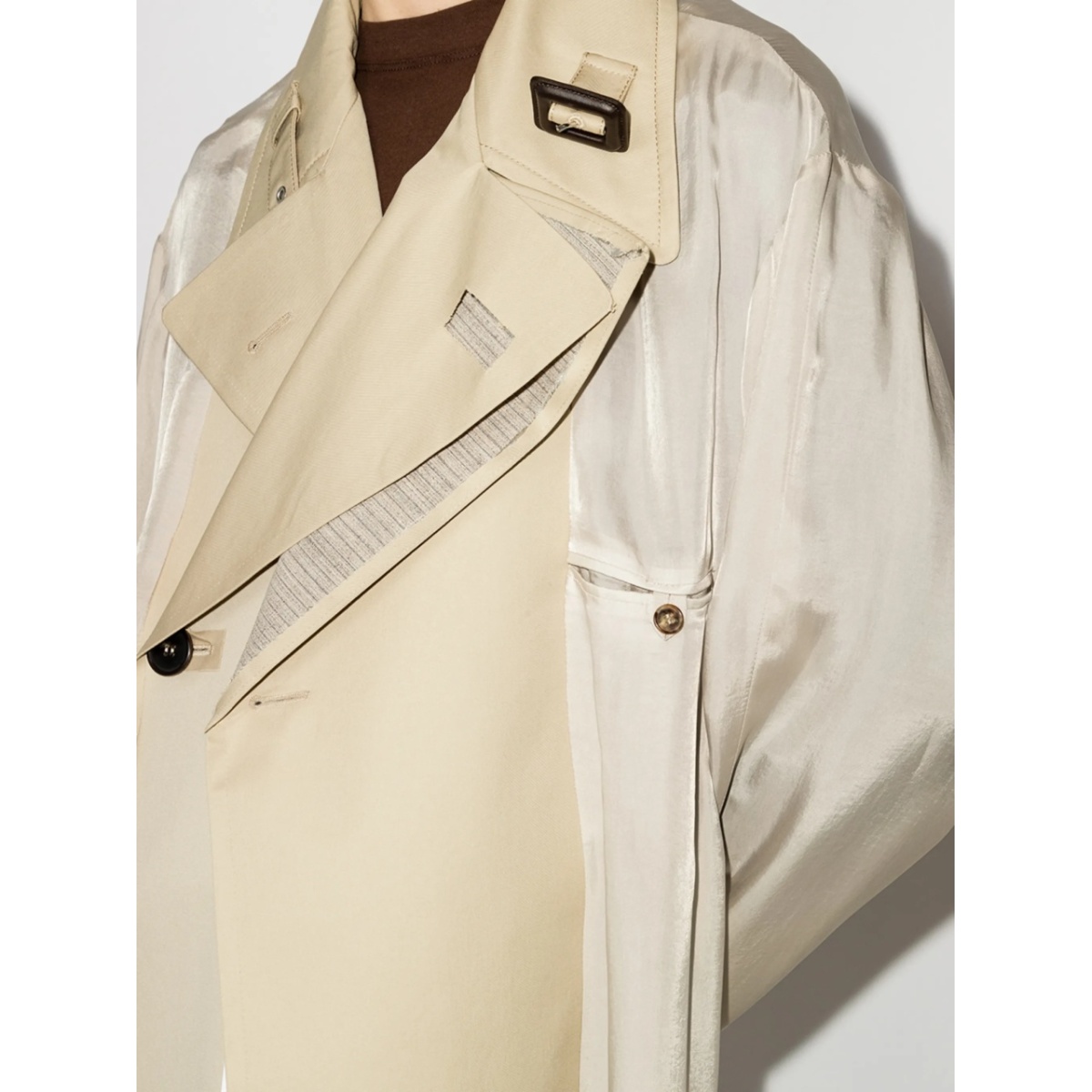 two-tone double-breasted trench coat - Img 4