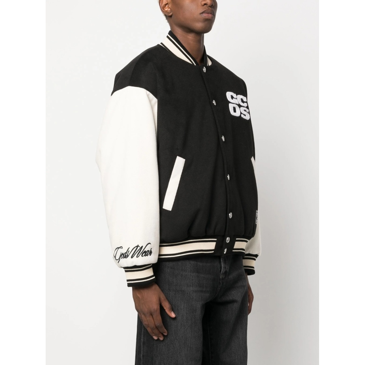 two-tone logo-patch bomber jacket - Img 4